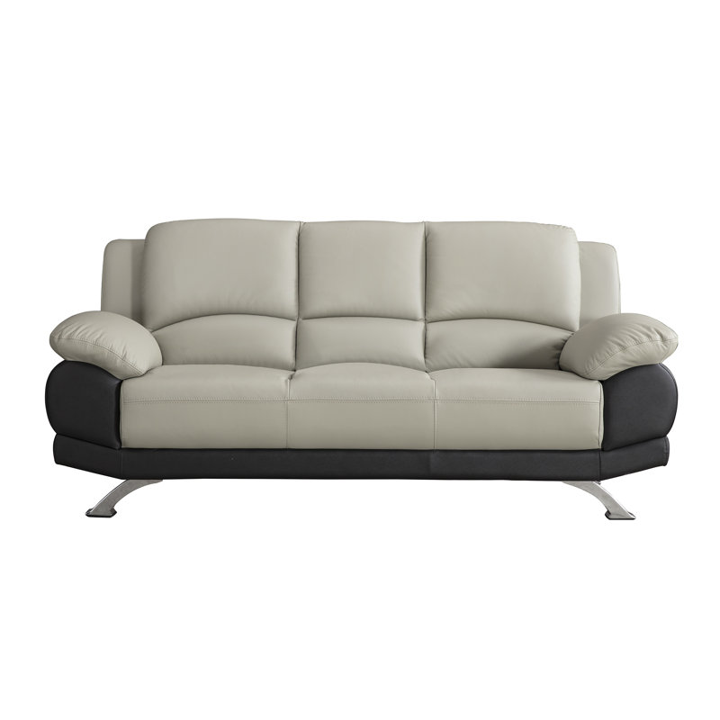 Upholstered 79'' Sofa, Gray/Black Leather Match