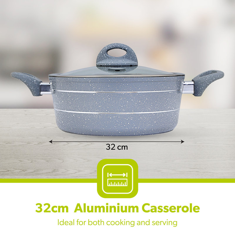Royalford Non-Stick Aluminium Round Casserole Dish, 1.6 L, 32cm W