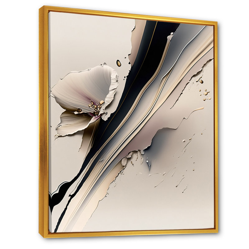 Orchid Flowers Hyperrealistic IV - Print on Canvas, 32" H x 24" W, Gold Floater Framed