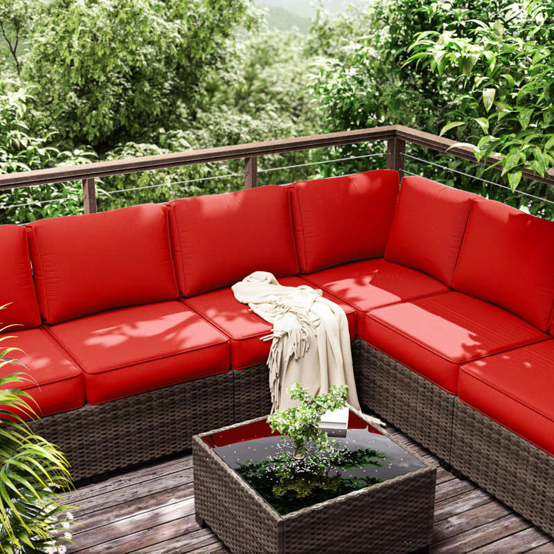 14-Piece Outdoor 5" Replacement Cushion Set Seat/Back Cushion, Red
