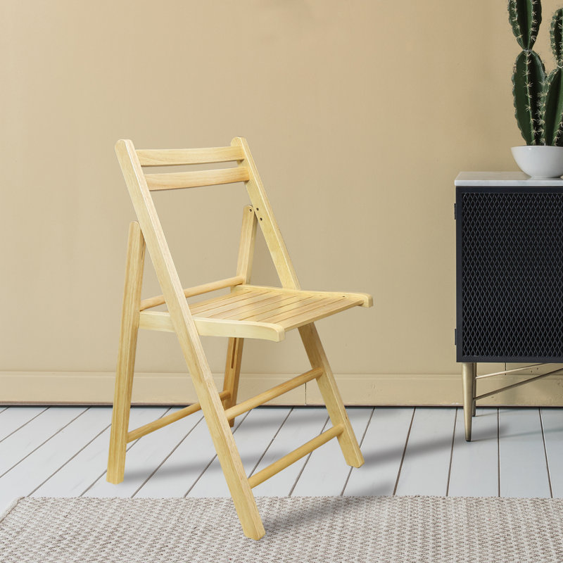 Donnis Wood Stackable Folding Chair Folding Chair Set, Natural