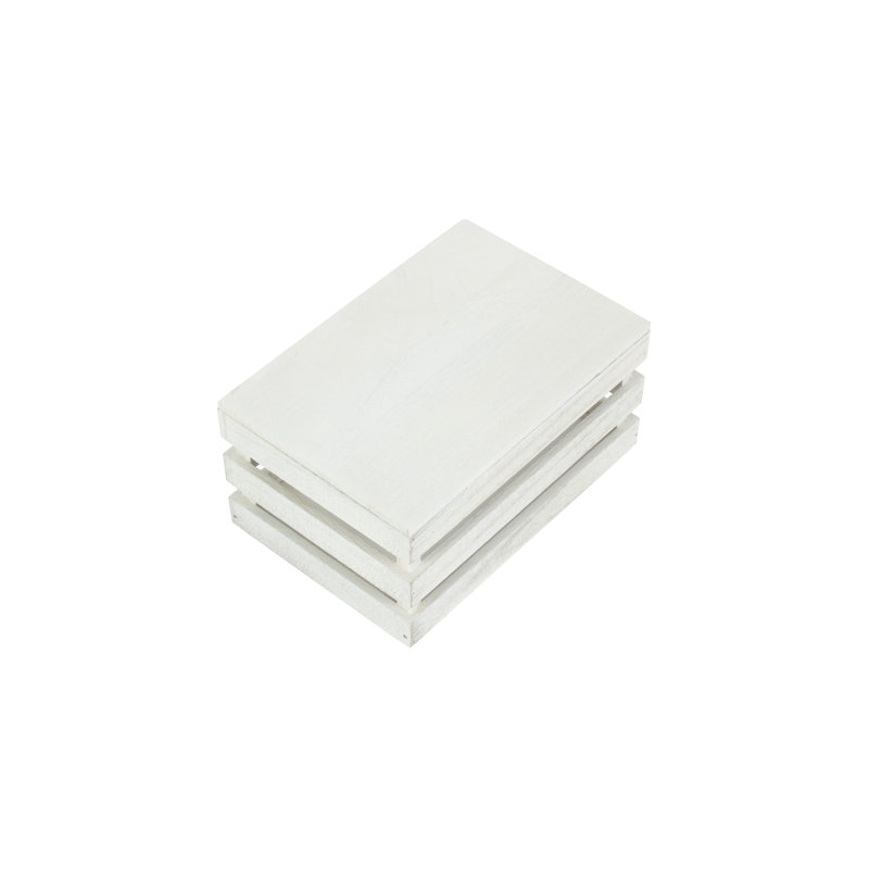 Slatted Wooden Storage Box, 13.5cm H x 20cm W x 30cm D, Natural
