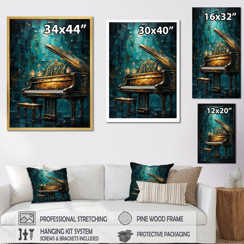 Reproduction d'art sur toile, "Blue Piano", Toile tendue, H 44 po x l 34 po x P 1,5 po