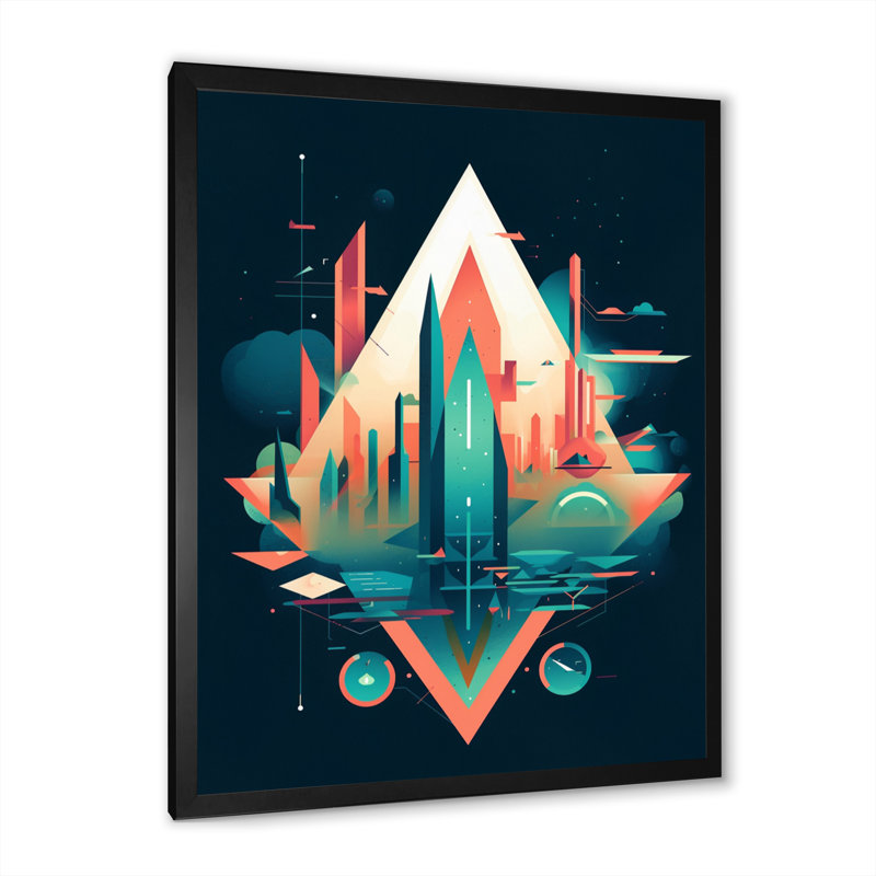 Mid Century Minimalistic Approche I, reproduction d'art sur toile, H 32 po x l 16 po x P 1 po, Cadre photo noir