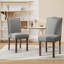 Oakridge Modern Soft Linen Fabric 6'' Thickened Upholstered Dining Chair  with Solid Wood Legs, Nailhead Trim, Ergonomic High Back-102774806