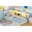 Base de lit en forme de L pour enfants, lit d'angle avec rangement latéral Montessori, station de charge et lumière DEL (sans matelas)-132915820-132915821