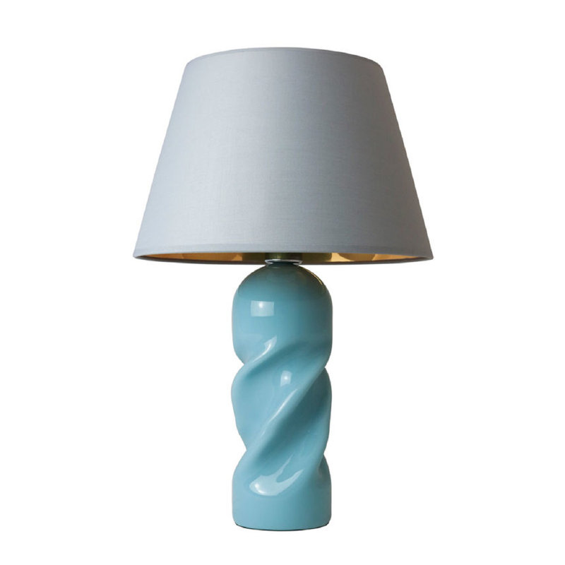 Pillar Glass Table Lamp, Sky Blue/Grey