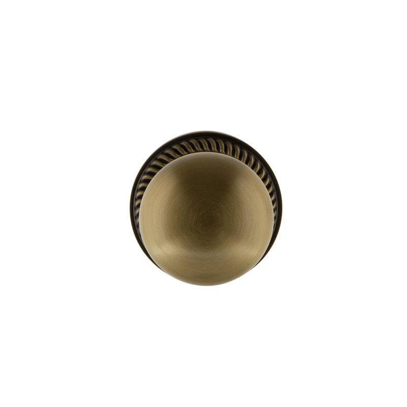 Grandeur Newport Rosette Privacy with Fifth Avenue Door Knob, Vintage Brass, 2 3/8"