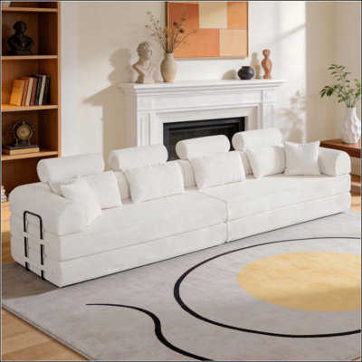 L Shape Modular Sectional Sofa, Compressed Sectional Sofa Modern Minimalist Style Corduroy Couch,Unfold Into A Bed, Bedroom, Comfy Compressed Sofa Couch Space-Efficient Design