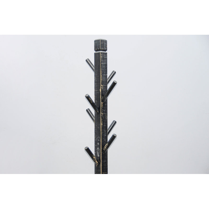 Haslemere Solid Wood Freestanding 8 - Hook Coat Rack, Black