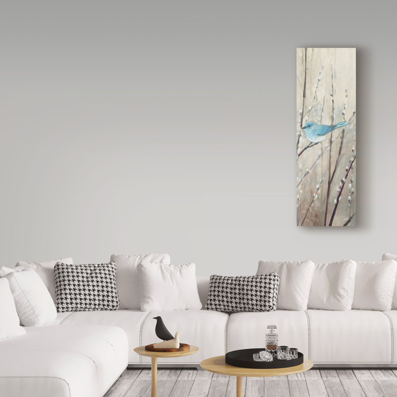"Pretty Birds Neutral III" par Julia Purvis, reproduction d’art sur toile, H 19 po x l 6 po x P 2 po
