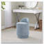Tabouret de coiffeuse rembourré avec pivot - tissu bleu clair - couvercle de rangement amovible-431490788
