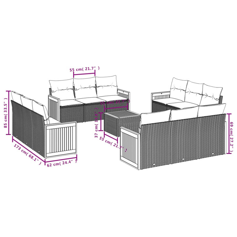 Ensemble de canapé de jardin Vidaxl