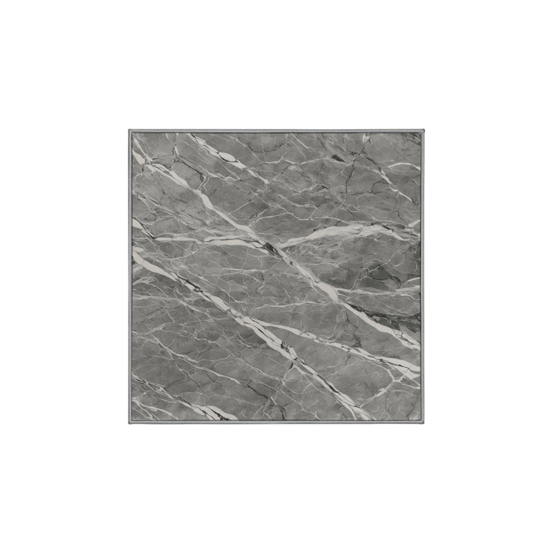 Machine Washable Gray Area Rug, Square 3'