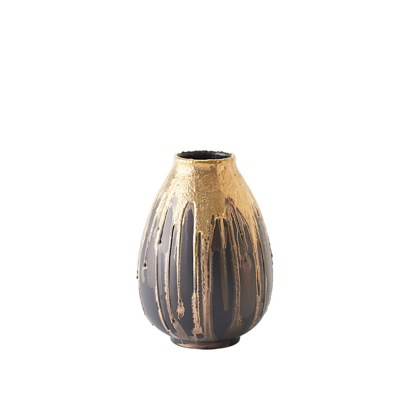 Cauldron Vase-Gold-Med, 12" H x 8" W x 8" D