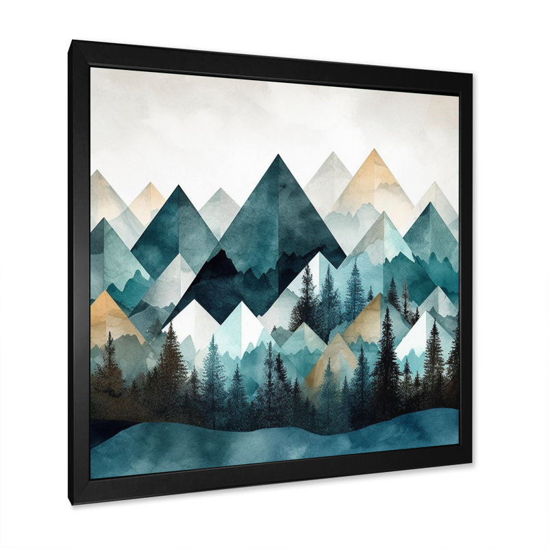 Minimalisme montagnes d'hiver I sur toile, H 30 po x l 30 po x P 1 po, Cadre simple noir