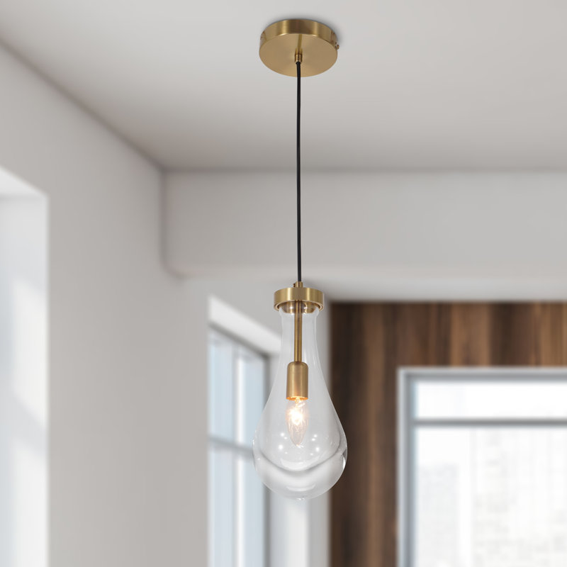 Luminaire suspendu en verre transparent 1 lumière