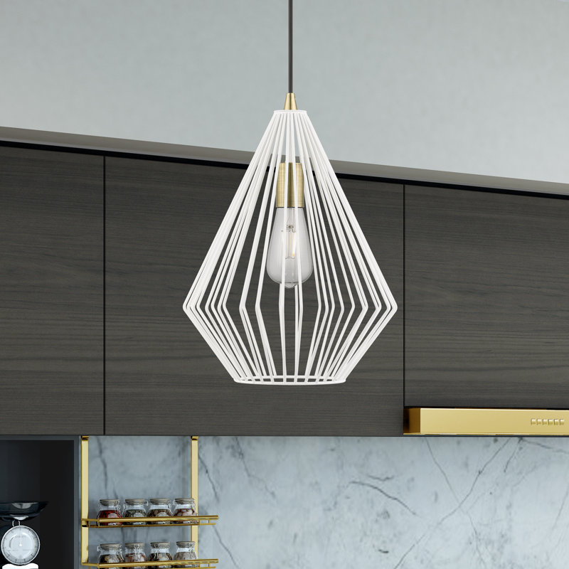 Donivon 1 - Light Pendant, Textured White/Antique Brass, Textured White