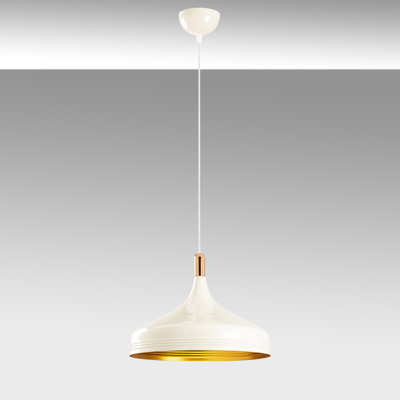 Lustre moderne avec hauteur réglable, 14,2 po de diamètre x 48,8 po de hauteur | Élégant corps en métal blanc | Douille E27 de 40 W maximum | Parfait pour les décorations glamour et scandinaves | Comprend les instructions d'installation