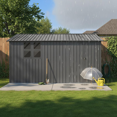 12 ft. W x 10 ft. D Metal Garden Shed with Work Bench, Window and Lockable Door (120 sq. ft.)