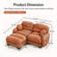 Canapé modulaire en L 2 places avec repose-pieds et 2 coussins décoratifs Chenille