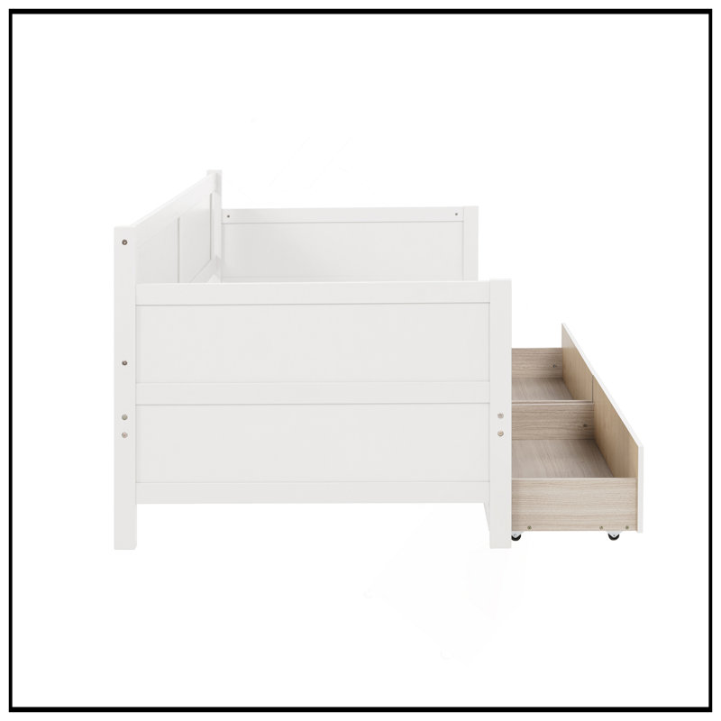 Twin Size Pine Wood Daybed With Two Spacious Storage Drawers For Versatile Use And Space Saving, White