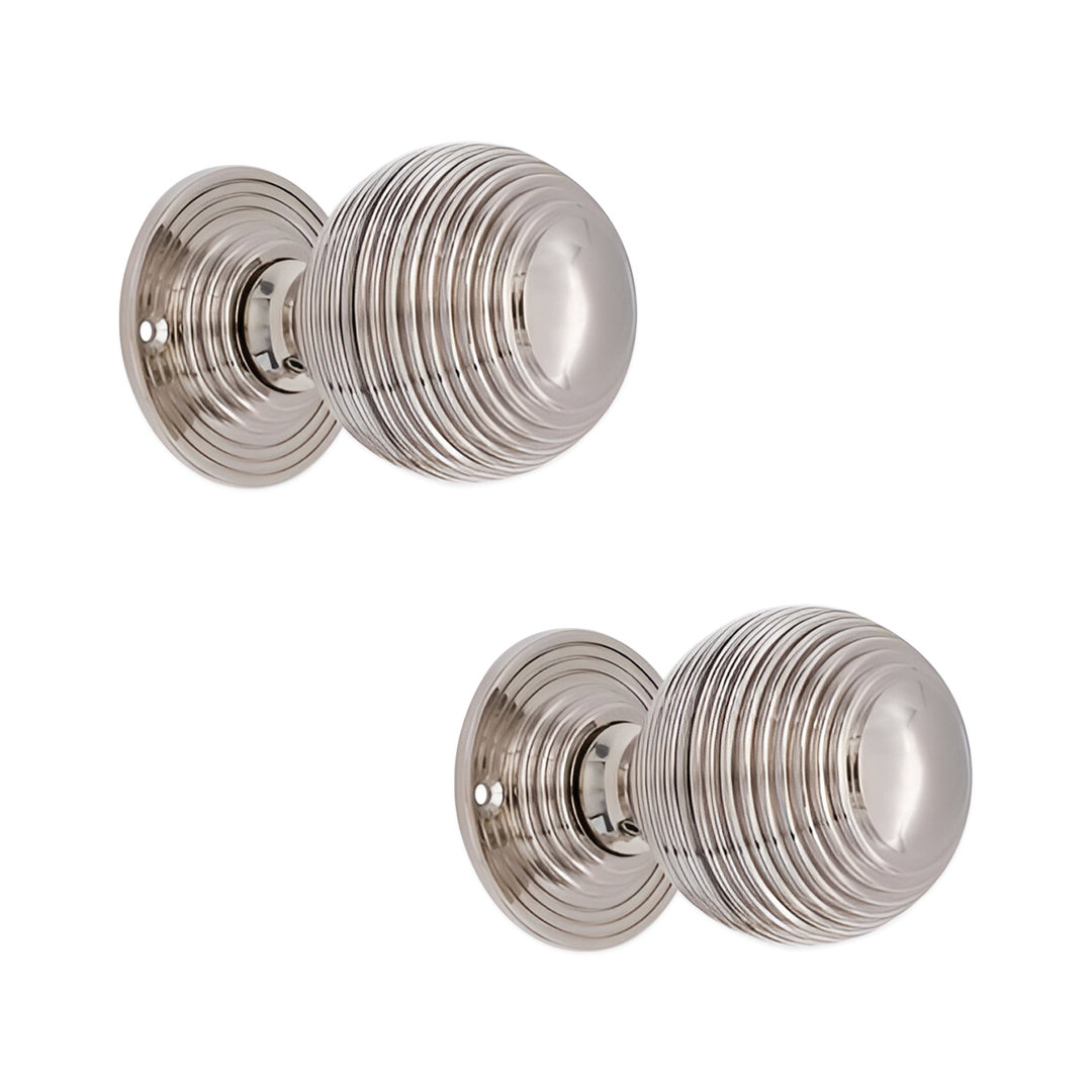 B&Q - Reeded 60mm Rim/mortice Door Knob Polished Nickel - Image 4