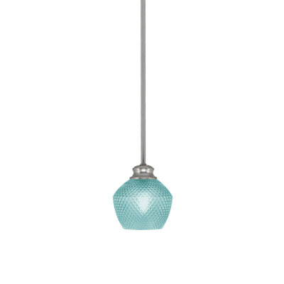 Quapaw Stem Hung Pendant Shown With 6" Turquoise Textured Glass