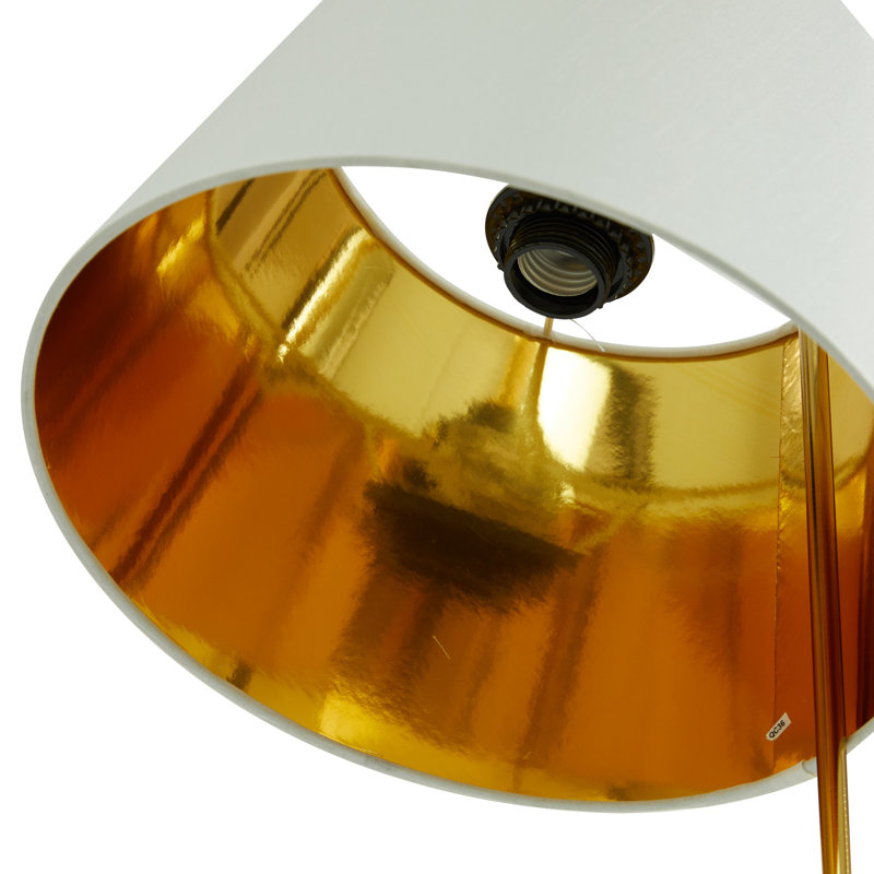Lampe de bureau en marbre blanc avec support en métal doré, Blanc