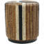 Sanjaya Banana Leaf Handmade Linear Wrapped Side End Brown Accent Table with Cream and Black Stripes-978137545