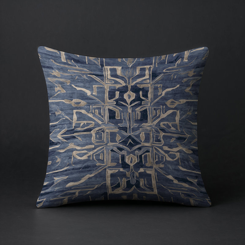 Coussin décoratif intérieur et extérieur Modern, Carré 16 po, Gris géométrique 11