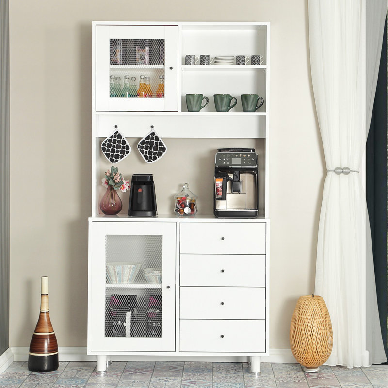 Multi-Purpose Cabinet, White, 37.8 x 73.6 x 15.7 inches | 100% Chipboard, Numerous Shelves, Fix to Wall | Modern Design for Additional Storage in Home or Office | Sleek Solid Color, Perfect for Any Space