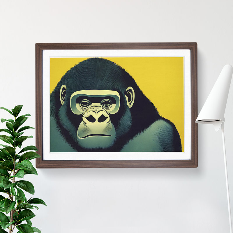 The Good Gorilla Abstract - Single Picture Frame Print, 25cm H x 34cm W, Walnut