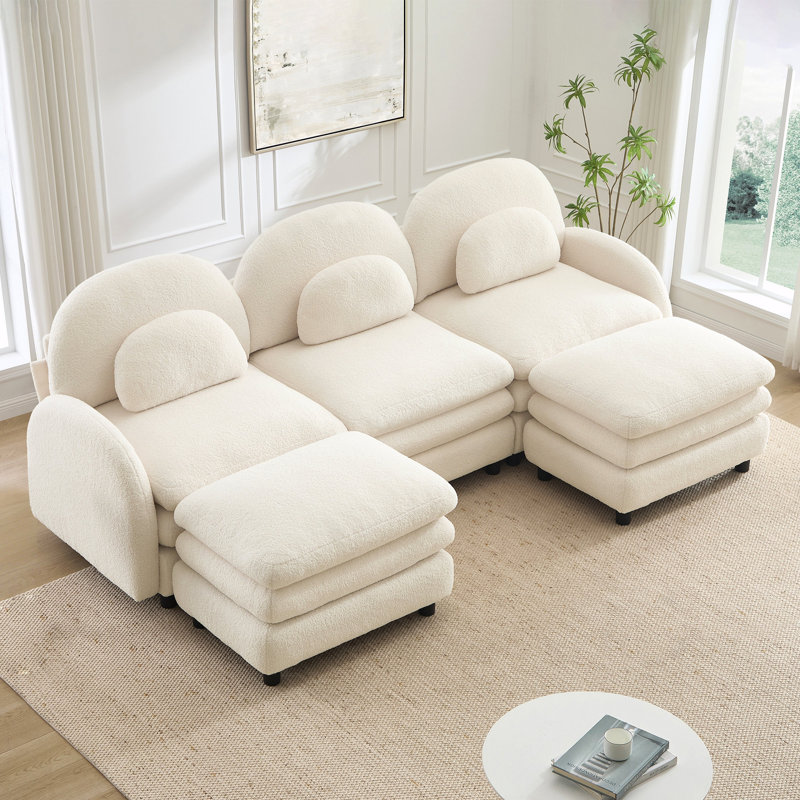 Canapé 3 places Teddy, H 35,4 po x l 98,2 po x P 55,5 po, Ourson blanc et beige