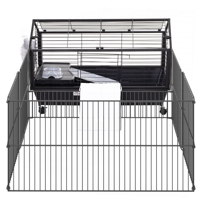 Cage pour petits animaux avec roulettes, bouteille d'eau, L 35 po