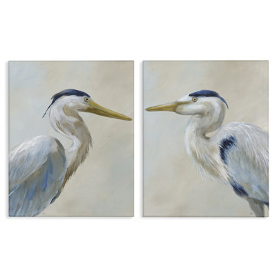 Ensemble de 2 reproductions d'art sur toile Heron Birds