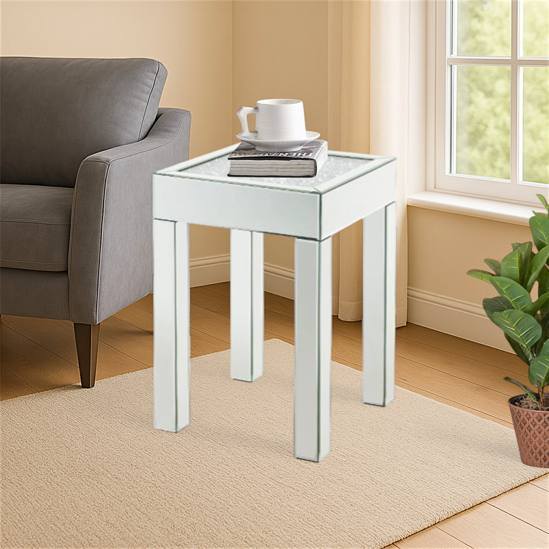 Table de bout en faux diamant et miroir Elegant Ravine