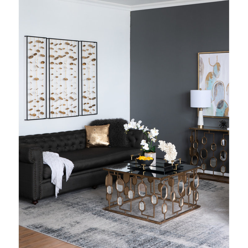 Of 3 Metal Wall Decor With Black Frame - Golden Appealing, Strong Iron For Home 3 Gold-Adorned, Robust