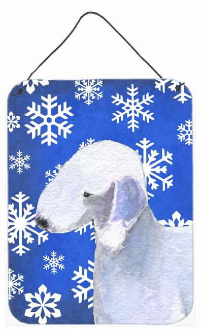Impression sur plaque de noël winter neiges, Bedlington Terrier