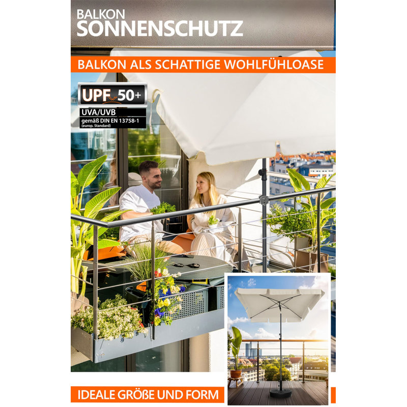 190cm Balcony Parasol, White