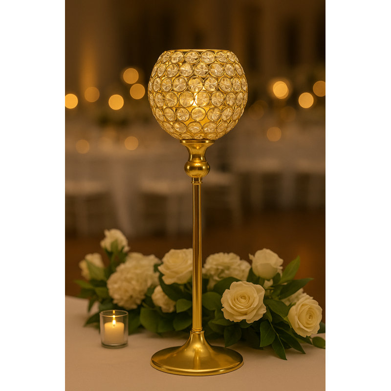 Crystal Tabletop Candelabra, Gold