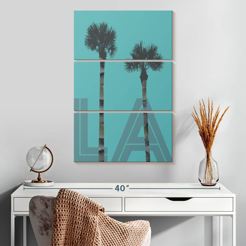 Nicci Palm Trees LA - bleu, H 32 po x l 20 po