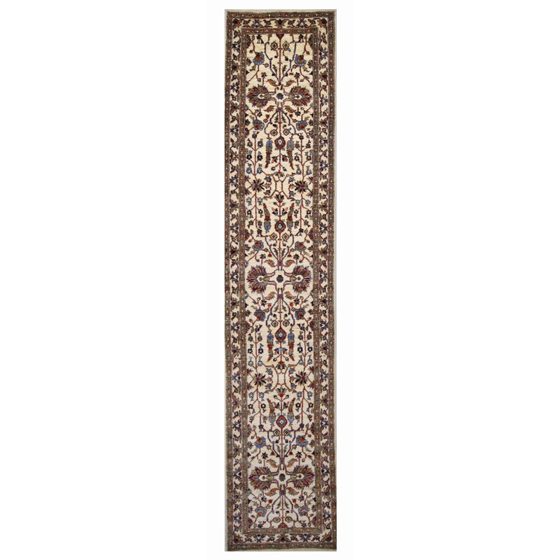 Hand Knotted Wool Area Rug in Beige