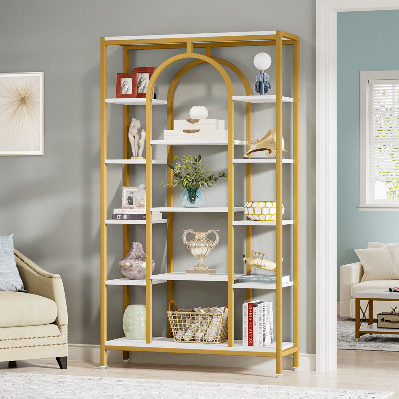 Mulliken Metal Bookcase, White/Gold