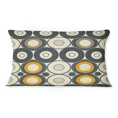 Coussin lombaire rétro jaune et gris Midcentury