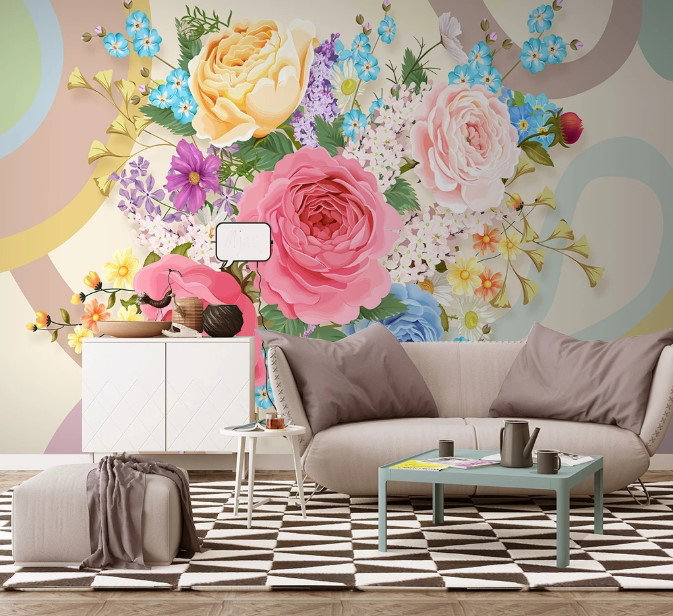 Papier peint floral Garden Rose, L 57 po x l 86 po