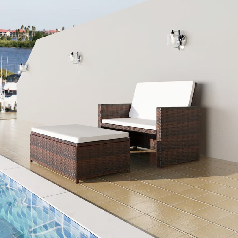 Sudie Wide Loveseat with Cushions, Brown, White
