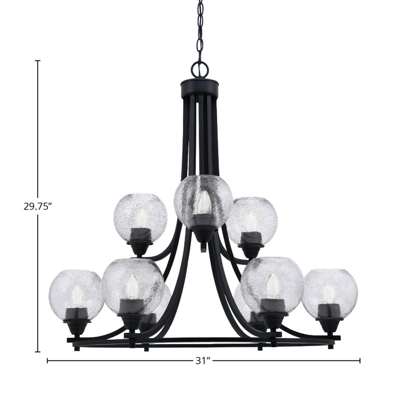 Paramount 9 Light Uplight Chandelier, Frosted Clear