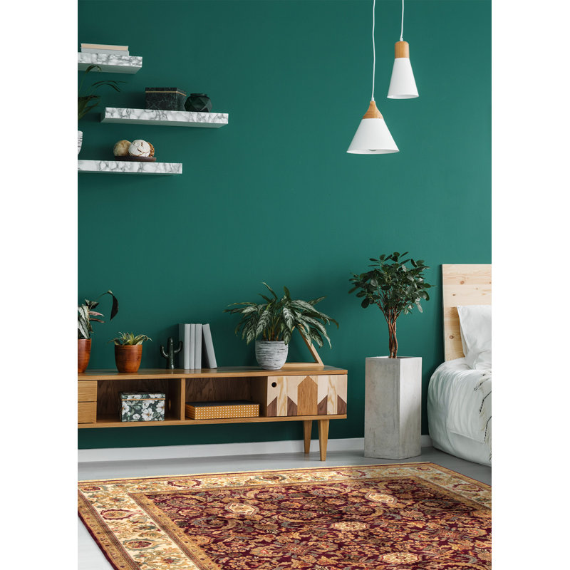 Tapis bourgogne foncé / beige en laine noué à la main Hauer