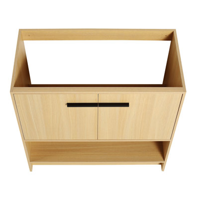 Bathroom Vanity With Vessel Sink, Wall-Mounted Floating White Rectangular Acrylic Integrated Basin Without Faucet, Striped Shelves Layer, Natural Woodgrain